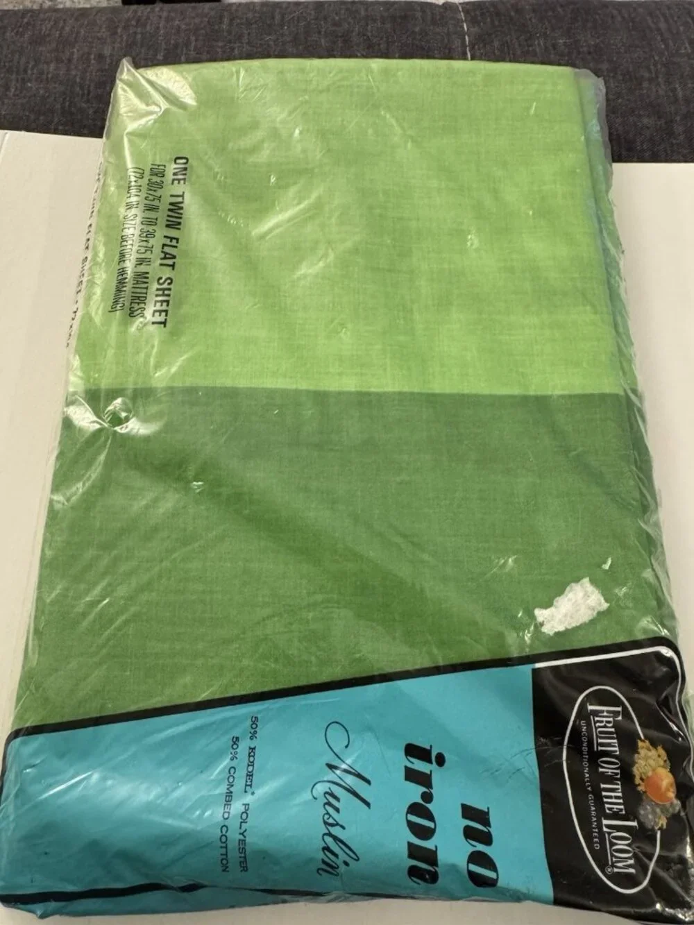 Fruit of the Loom Retro Stripe Twin Flat Sheet Avocado Green 70s Vintage B40